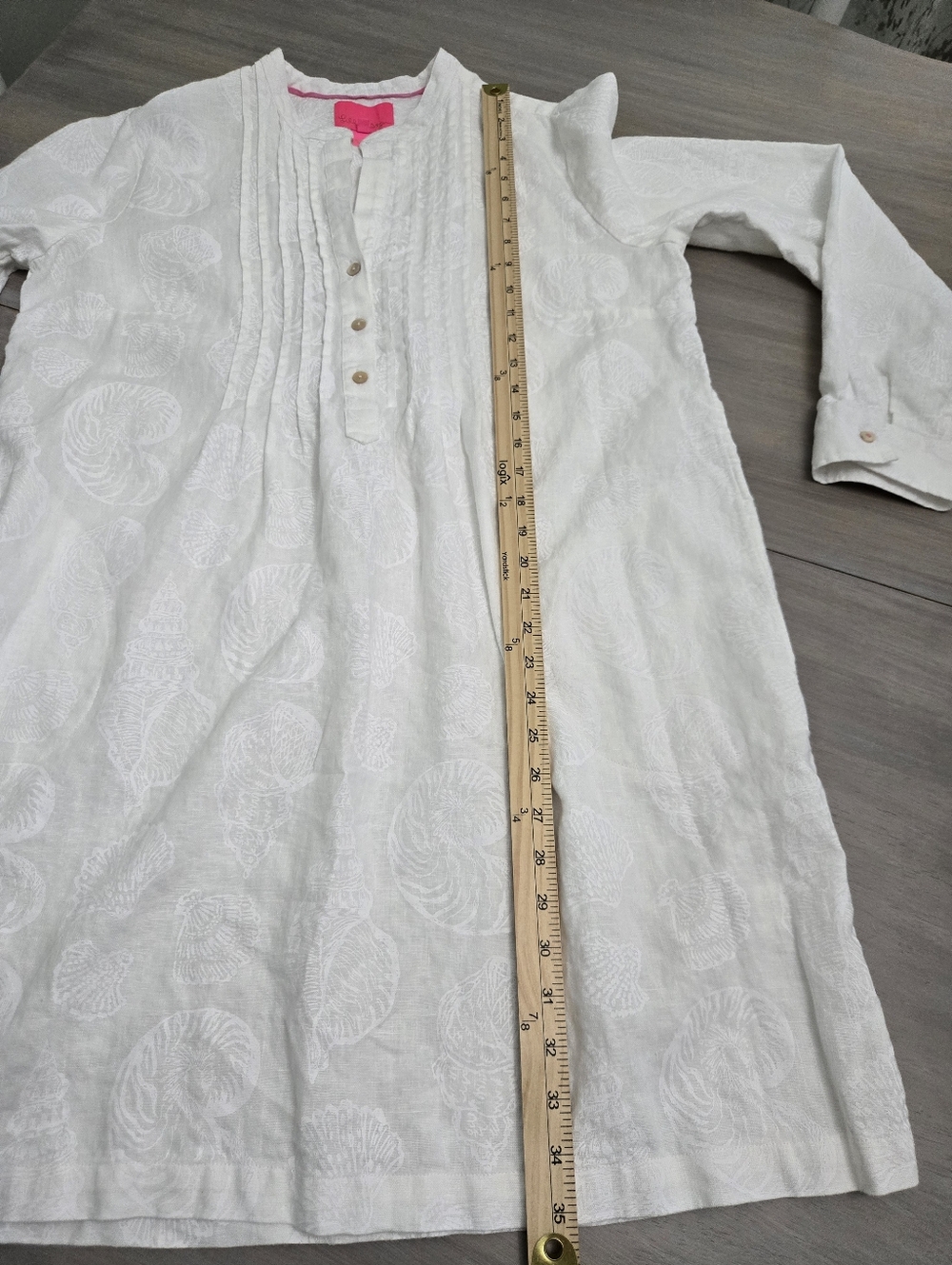 Lilly Pulitzer Rhoda Linen Dress Popover Tunic Resort White Shells Size 12 - Picture 6 of 10